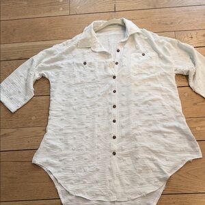 Woman’s White Casual Shirt Coverup